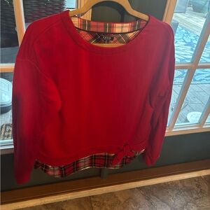 Red Women's Izod Sweatshirt with Plaid Detail